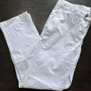 SUITSUPPLY Men's EU 52 Flat Front Trousers Pure Cotton Tapered Chino Pants White